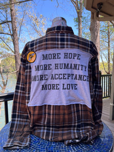 MORE HOPE inspirational Upcycled Flannel // XL handmade