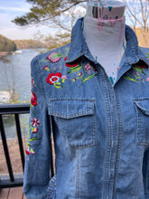 Upcycled Jean button up // KINDNESS BUTTERFLY // small handmade
