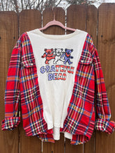FLANNEL TEE GRAPHIC TOP // open size handmade // GRATEFUL DEAD American
