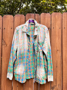OOAK Large PEACE OUT upcycled FLANNEL shirt