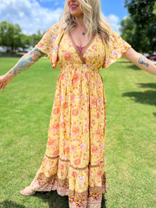 MARIGOLD flutter sleeve // maxi dress