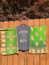 KANTHA TEE KAFTAN // open size handmade // LED ZEPPELIN green