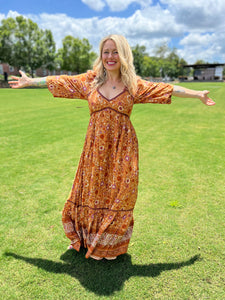 PUMPKIN SPICE 3/4 sleeve // maxi dress