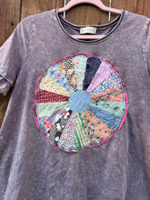 QUILT vintage Plate upcycled ruffle shirt // LARGE