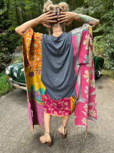 *Remake* KANTHA TEE DRESS // open size handmade // WOODSTOCK