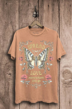 Spread Love Butterfly Graphic Top: Vintage Black Mineral Wash / XL