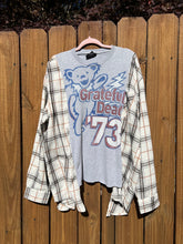 FLANNEL TEE GRAPHIC TOP // open size handmade // GRATEFUL DEAD