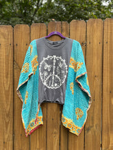 KANTHA TEE KAFTAN // open size handmade //PEACE turquoise