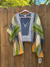 KANTHA TEE KAFTAN // open size handmade // lucky brand PATTERN earth tones