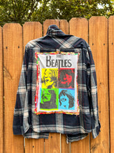 OOAK MEDIUM (men’s) THE BEATLES upcycled FLANNEL shirt