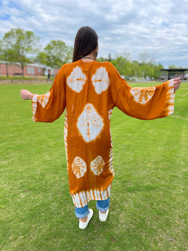 Copper tie dye kimono