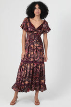 C4G68-SM45 BURNOUT VELVET TWIST FRONT CUT OUT MAXI DRESS: L