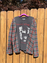 FLANNEL TEE GRAPHIC TOP // open size handmade // ROLLING STONES Faces