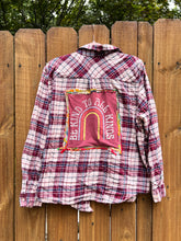 OOAK Small BE KIND upcycled FLANNEL shirt