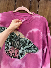 BUTTERFLY upcycled Sweatshirt // tie dye one   // small Fuchsia