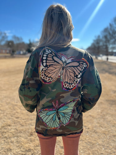 UPCYCLED JACKET  // medium handmade // Butterflies Camo