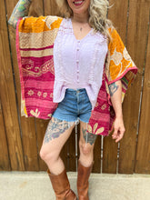 KANTHA TEE KAFTAN // open size handmade // lavender lace