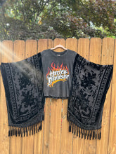 HARLEY // Burnt out velvet Tassels KIMONO TEE TUNIC // open size handmade