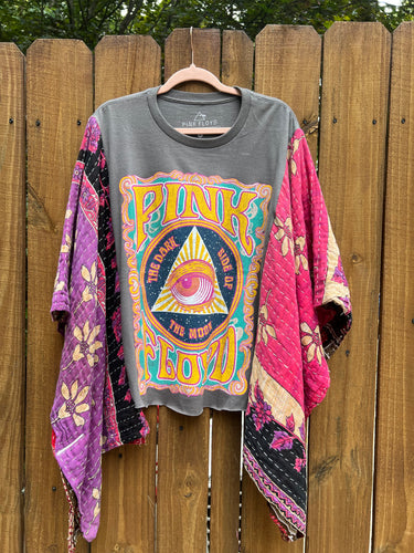 *remake* KANTHA TEE KAFTAN // open size handmade // PINK FLOYD psychadelic