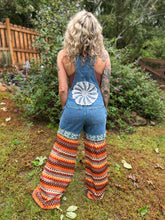 Upcycled PATCHWORK bell bottom OVERALLS // size medium retro knit