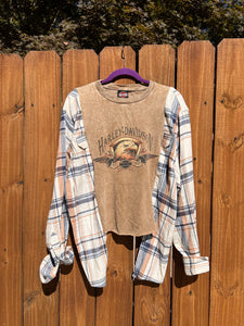 FLANNEL TEE KAFTAN // open size handmade //HARLEY
