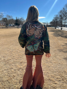 UPCYCLED JACKET  // medium handmade // Butterflies Camo