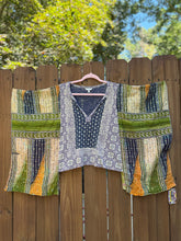KANTHA TEE KAFTAN // open size handmade // lucky brand PATTERN earth tones