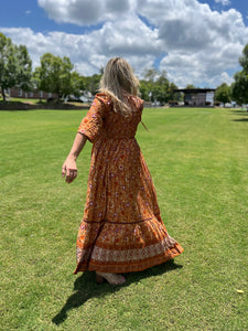 PUMPKIN SPICE 3/4 sleeve // maxi dress