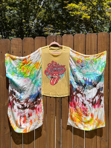KIMONO TEE KAFTAN // open size handmade // ROLLING STONES Bling