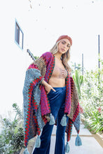 Unique Patterned Crochet Ruana – Colorful Tassel Cardigan ❤️: Magenta