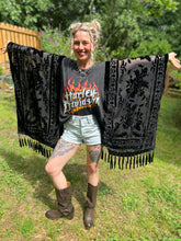 HARLEY // Burnt out velvet Tassels KIMONO TEE TUNIC // open size handmade