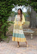 Sunflower flutter sleeve maxi dress // adjustable waist