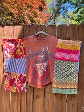 KANTHA TEE KAFTAN // open size handmade // Jelly Roll rust