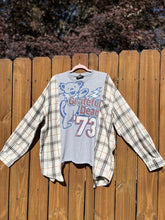 FLANNEL TEE GRAPHIC TOP // open size handmade // GRATEFUL DEAD