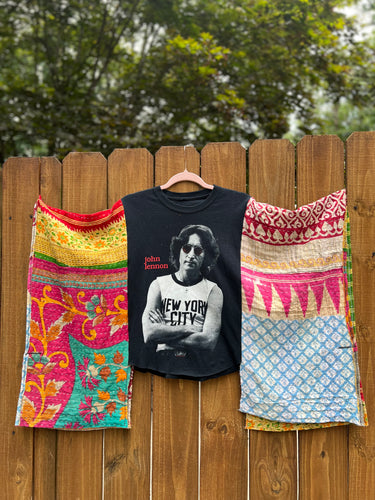 *remake* KANTHA TEE KAFTAN // open size handmade // JOHN LENNON imagine
