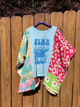 KANTHA TEE KAFTAN // open size handmade // PINK FLOYD blue