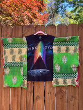 KANTHA TEE KAFTAN // open size handmade // Pink Floyd green