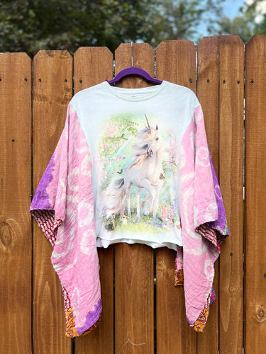 *Remake+ KANTHA TEE KAFTAN // open size handmade UNICORN
