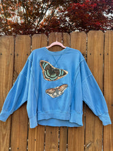 BUTTERFLY upcycled Sweatshirt // tie dye   // large blue