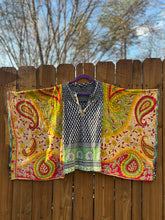 KANTHA TEE KAFTAN // open size handmade // PAISLEY green