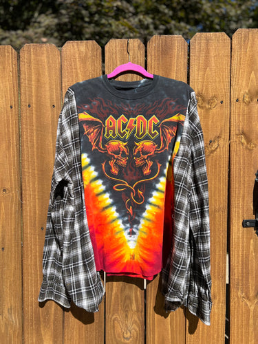 FLANNEL TEE KAFTAN // open size handmade //ACDC