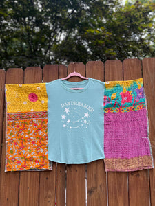 *remake* KANTHA TEE KAFTAN // open size handmade // DAYDREAMER Turquoise