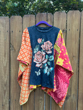 KANTHA TEE KAFTAN // open size handmade // WILD ROSES