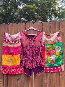 KANTHA TEE KAFTAN // open size handmade // lucky BOHO print
