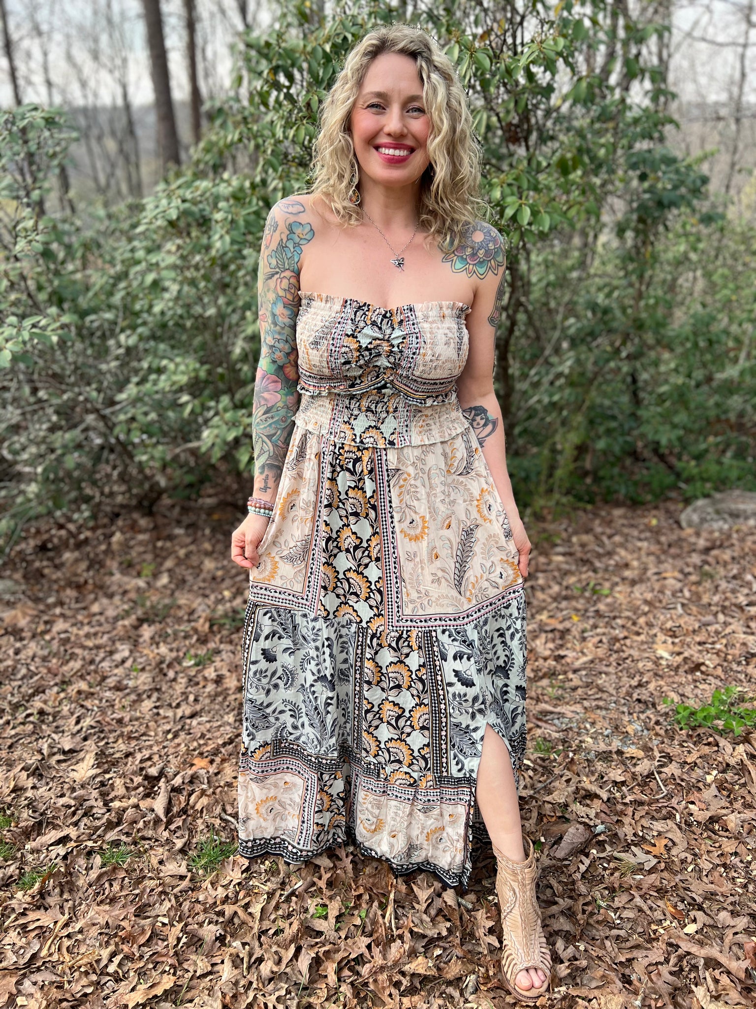 angie boho dress Angie brand boho dress purple and pink floral mixed pattern SMALL