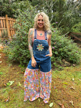 Upcycled PATCHWORK bell bottom OVERALLS // size small flower power