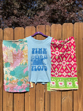 KANTHA TEE KAFTAN // open size handmade // PINK FLOYD blue