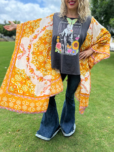 KIMONO TEE KAFTAN // open size handmade // DOLLY floral