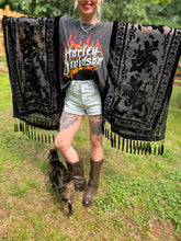 HARLEY // Burnt out velvet Tassels KIMONO TEE TUNIC // open size handmade