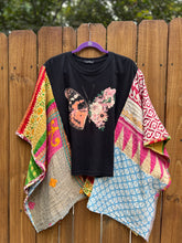 KANTHA TEE KAFTAN // open size handmade // BUTTERFLY patchwork